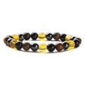 Tigerauge und Kristall Elastisches Perlenarmband mit polierten braunen und schwarzen Steinen - Glänzender Stein+Tigerauge+Hämatit+Citrin