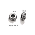 Vintage stainless steel 11mm bead with 5mm hole for DIY jewelry making in antique silver - 11x6mm/Hole 5mm / Retro Floral Flat Bead-Style 4