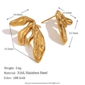 Irregular organic leaf shape 18K gold-plated stainless steel hoop earrings in gold - Asymmetric Lily Petal Stud Earrings - Gold