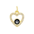 18K gold plated heart pendant with micro-pave zircons and black-white evil eye design - Black Eye Heart 1
