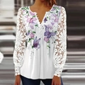 Women's white long sleeve top with purple butterfly print and lace sleeves - S / Tops / Small Purple Butterfly