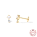 Golden S925 sterling silver evil eye stud earring with a pearl and diamond setting - Pearl Zirconia (Style 1) / Gold