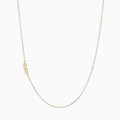 Minimalist gold stainless steel necklace with sideways initial letter G pendant - Letter G