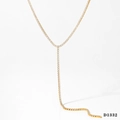 Elegante goldene Y-Tennis-Halskette mit Pavé-Fassung aus weißen Zirkoniasteinen - Goldene Y-Halskette mit Zirkonia (D1332)