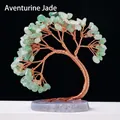 Handmade Aventurine crystal tree with copper wire on a natural agate slice base - Aventurine Phoenix Tail Tree (12 Branches)