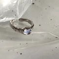 Adjustable 925 sterling silver ring with blue moonstone and irregular liquid texture - Silver Moonstone (JZ0914)