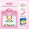 Pink bird magnetic drawing board for kids with 20 pattern cards and stylus in gift box - Pink (YT-016)
