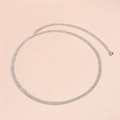 Cintura a catena in argento con strass scintillanti e design a doppia fila in metallo - Argento Doppia Fila