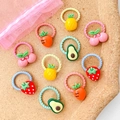 10-piece set of colorful fruit-themed baby hair ties featuring strawberries and pineapples - Fruit Style (4#) / 10 Pieces Pack
