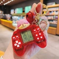 Mini handheld Tetris console keychain with pink shiba inu and red translucent case - Red Translucent Dog Controller Game Console