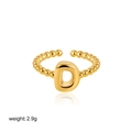 Verstellbarer 18K Goldring Buchstabe D mit Perlen-Design und 2,9g Gewicht auf Weiß - Buchstabe D Stil (T249_4)