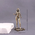 Vintage brass female warrior figurine model at 7.5cm height for home and office decor - Runway Beauty