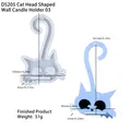 Stampo in silicone per portacandele a muro tre gatti e pezzo finito in resina celeste - Stampo Gatto da Parete 03