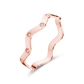 Rose gold geometric wavy bangle in stainless steel with sparkling inlaid zircons - Rose Gold