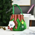 Christmas gift bag with 3D polar bear and sequined tree on green felt fabric - P3-4 Small Striped Handbag Bear