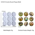 Moule en silicone blanc translucide à 9 trous pour pendentifs et porte-clés en résine - Moule Étiquette Ronde 9 Cavités