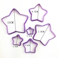 Set di stampini per biscotti a forma di stella viola in sei misure da 2,9 cm a 11 cm - Forma a Stella/Viola / Set da 6 pezzi