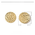 Detail showing dimensions and material of 15mm hammered gold stainless steel pendant - VG386-Small Hammered Round (15mm)