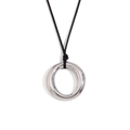Minimalistischer O-Ring Anhänger an schwarzer Kordel aus poliertem Edelstahl - O-Form Kreis Anhänger Halskette-Stahl-Schwarze Kordel / Stahlfarbe