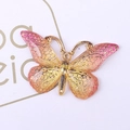 Detailed macro of golden resin butterfly with gradient purple wings and honeycomb texture - 4 Yellow