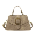 Elegant beige woven texture handbag with gold hardware and shoulder strap for women - Woven Texture Style / Khaki