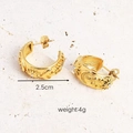 Orecchini a cerchio a C in acciaio inossidabile placcato oro 18K con stelle e luna - Orecchini
