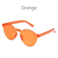Frameless one-piece orange jelly sunglasses with transparent oversized wrap lenses - Orange Red