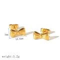 Orecchini a perno con fiocco placcati oro 18k stile francese da 10,6mm x 5mm - Orecchini a Bottone con Fiocco Dorato (TE6900)