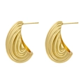 French style gold C-shaped earrings with geometric irregular wavy texture and glossy finish - Small / VE1099 Gold Small