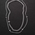 Double-layered silver titanium star pendant necklace with cuban link chain for men - Starburst Necklace