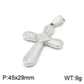 Pendentif croix minimaliste en acier inoxydable argenté avec texture ondulée 45x29mm - Style Texture Plume Argentée (KP97503-Z)