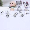 Detail of white round beads with black Pet Friendly text and paw prints with cute pets - White with Black PET Text