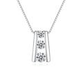 Elegant S925 sterling silver necklace with three-stone moissanite vertical pendant - Three-stone Vertical (fddz-114) / White Gold