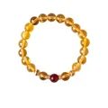 Elegant citrine beaded bracelet featuring a red accent stone and gold-plated spacers - Citrine Red-Brown Main Bead Style (WB335)