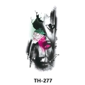 Waterproof tattoo sticker TH-277 featuring pink roses and artistic female portrait - Th-277 / 210*148mm