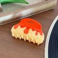 Cheese style orange and beige acetate hair claw clip for high ponytail styling - 8.5cm / Orange Yellow