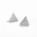 Hip hop style silver triangle stud earrings with sparkling pavé crystals for men - Silver 3D Triangle Earrings
