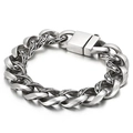 Retro graviertes Stahl-Panzerarmband für Herren mit Vintage-Finish und quadratischem Verschluss - Gravierter Panzerketten Stil (KB23690-D)
