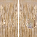 Golden laser tinsel foil fringe curtains for party backdrop decoration set - 1m*2m / Laser Champagne Gold