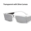 Gafas de sol cuadradas con montura transparente y lentes de espejo plateadas de moda - Blanco Transparente Espejo Plata
