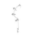 Silver gothic demon fang ear cuff with tassel chain and spikes on a white background - Silver (Right Ear)