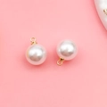 White imitation pearl drop pendant with golden metal loop for DIY jewelry making - 10mm KC Gold Round