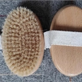 Double-sided wooden body brush with natural boar bristles and cotton hand strap - Beech Wood Large Handheld Boar Bristle Brush 13.5x8.5cm
