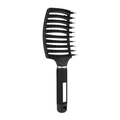 Professional black curved vented hairbrush with boar bristles and anti-slip handle - Black Rubber Paint Boar Bristle Vented Brush