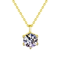 Elegant 925 sterling silver gold necklace with six-prong round moissanite pendant - 0.5 Carat Moissanite / Classic Six-Prong Necklace (Gold Color)