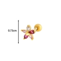 Détail du piercing cartilage fleur 0,73 cm avec zircons roses et papillon doré - 2# / Jaune d'Or