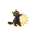 Kreative schwarze Katze mit goldenen Sternen und Sonne Emaille-Brosche Pin - Schwarze Katze mit Sonne-XZ5457