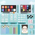Water-based body paint kit with 12-color palettes, 18 brushes, and face paint stencils - Beginner Advanced High-Level Kit