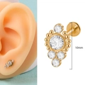 316L stainless steel gold labret piercing with clear cubic zirconia cluster 10mm height - Pave Zircon Cluster Style (11)