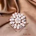 Elegant 4.5cm floral pearl and crystal brooch with gold-tone alloy base for women - Y-02 Flower Pearl Brooch